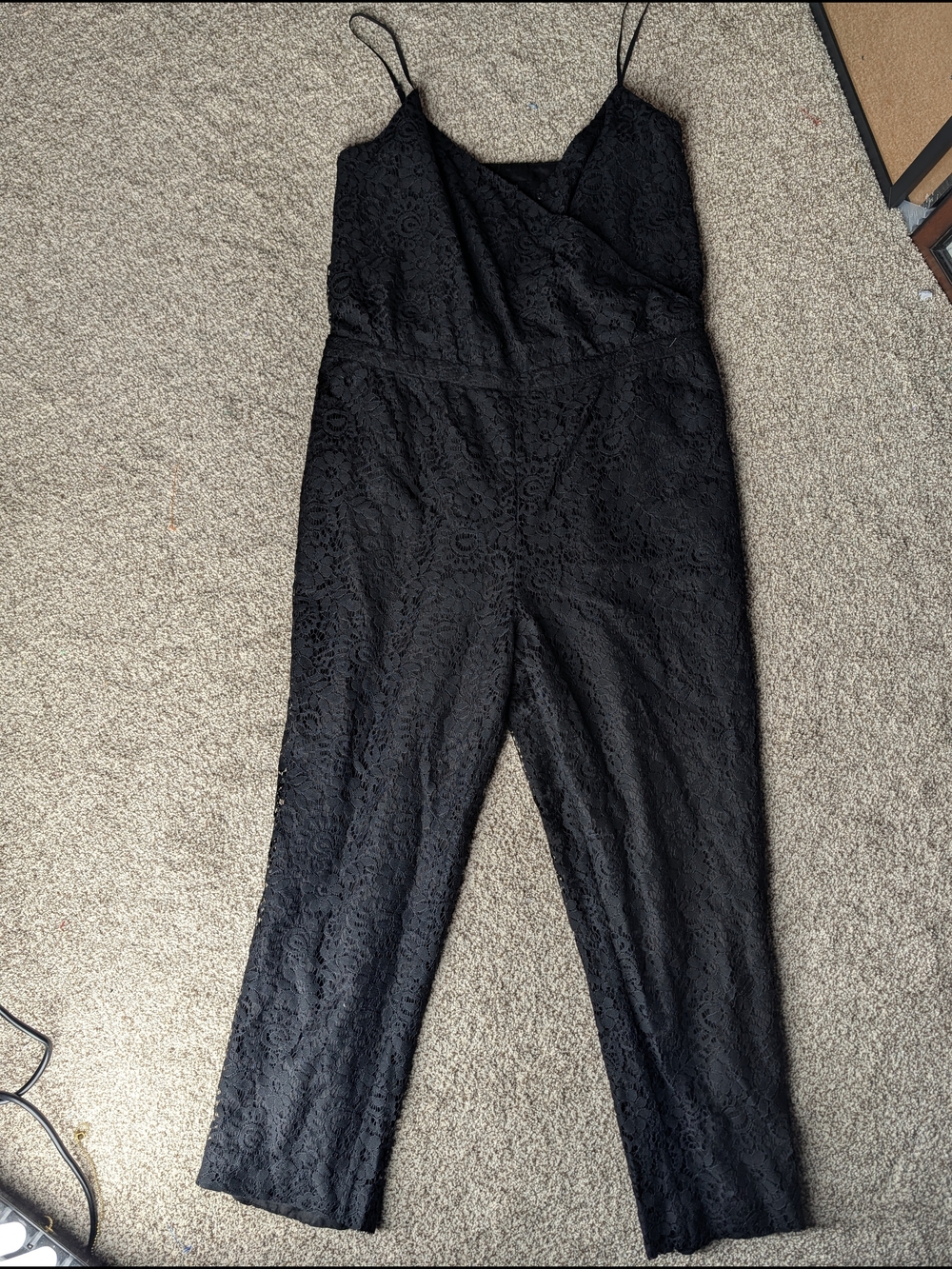 Madewell Lace Tank Jumpsuit Black Wide Leg NWT Size XL Minimal Chic - Picture 2 of 9